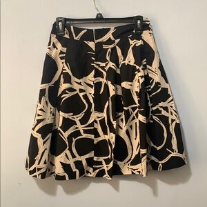 H&M Tan and Black Pleated A-Line Skirt